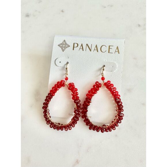 Panacea red beaded dangle earrings ￼ - Picture 3 of 4